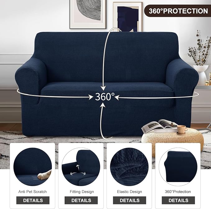 U-NICE HOME 3 Pieces Stretch Loveseat Couch Cover Sofa Cover Washable Sofa - Image 4