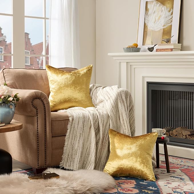 GIGIZAZA Gold Velvet Pillow Covers 26x26 - Image 8