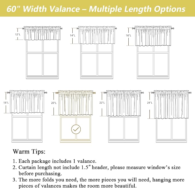 Navy Blue Valances for Windows, Light Filtering Faux Linen Textured Small Short - Image 3
