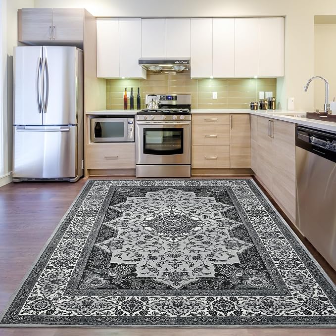 Area Rug for Living Room, Machine Washable Grey Rugs for Bedroom, 4x6Ft - Image 6