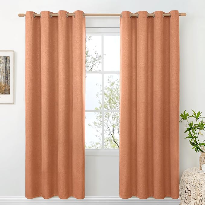 BGment Terracotta Burnt Orange Linen Curtains 78 Inch Length by BGment