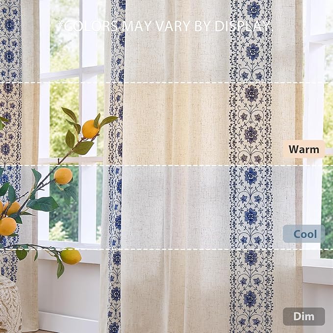 jinchan Weslie Boho Lined Linen Curtains - Image 7