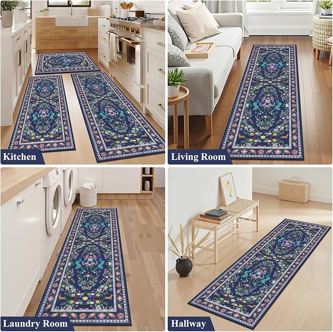 HEBE Washable Kitchen Rugs Sets of 3, Non Slip Absorbent Kitchen Rugs and Mats - Image 6