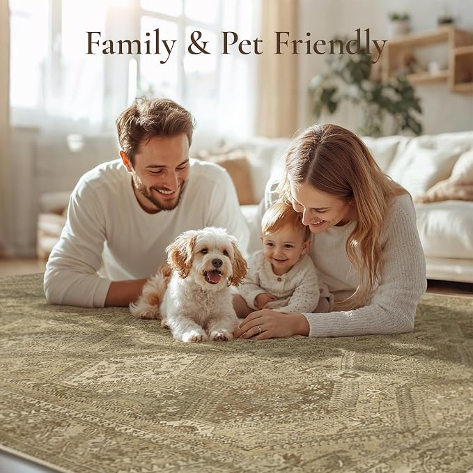 GENIMO 5x7 Area Rugs for Living Room, Machine Washable Non Slip Vintage Rugs - Image 7