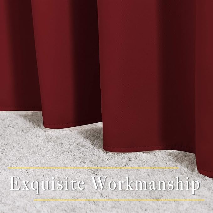 NICETOWN Burgundy Red Bedroom Curtains 72 inches Long, Grommet Blackout Thermal - Image 3