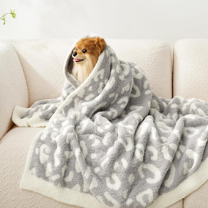 Snuggle Sac Leopard Blanket for Couch Bed Sofa 60x80 inches, Reversible Grey - Image 6