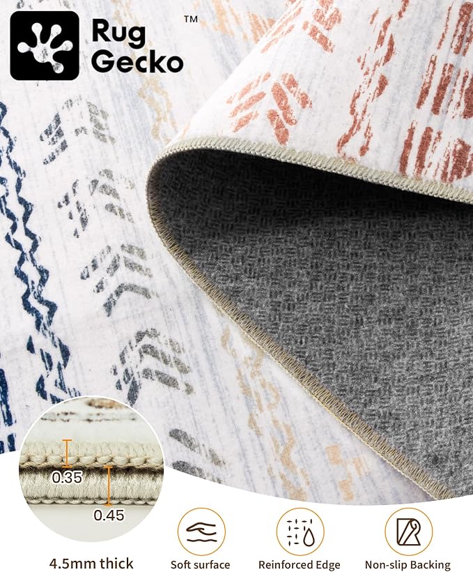 Miukiki 5x7 Area Rug for Living Room Moroccan Washable Rugs Non Slip Indoor - Image 3