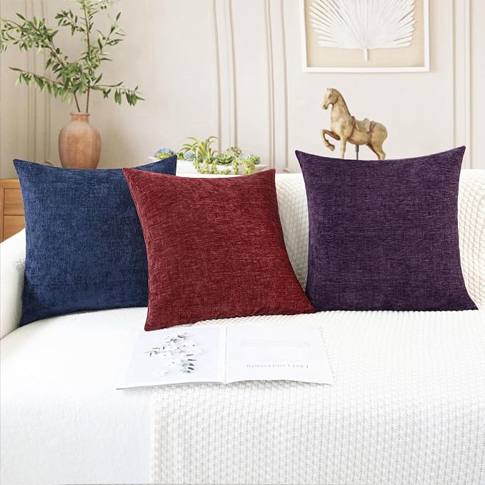 CaliTime Throw Pillow Covers Decorative 26 X 26 Inches Pack of 2 Cozy Chenille - Image 5