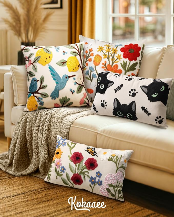 Embroidered Lumbar Pillow Cover 20x12 Inch - Image 6