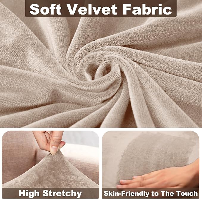 NAISI Sectional Couch Cover 1 Piece Velvet Separate Chaise Lounge Cover Soft - Image 3