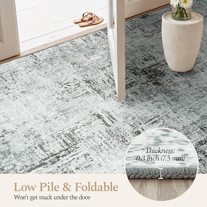 Rugflix 5x7 Washable Area Rugs, Neutral Boho Carpet Living Room Rug Non Slip - Image 6