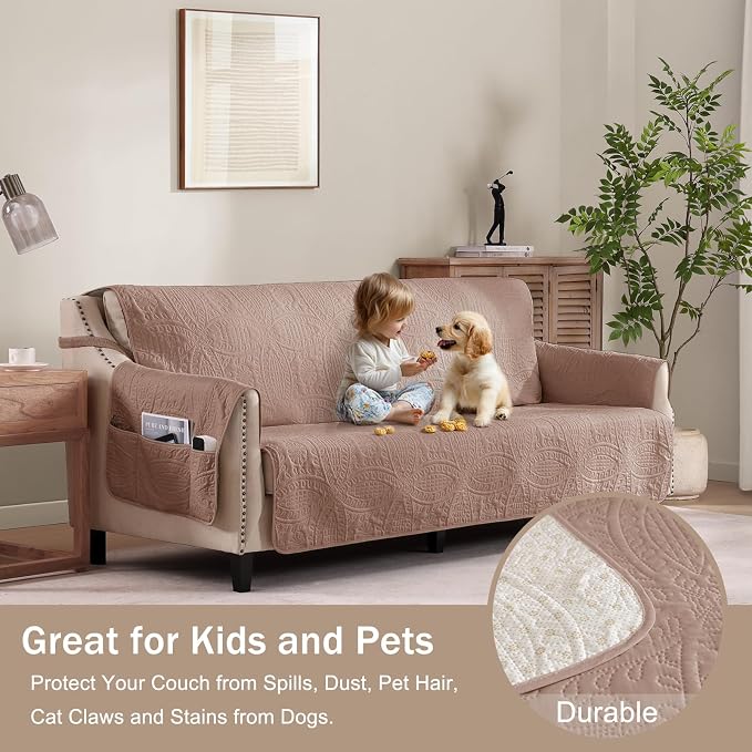 Loveseat Covers for 2 Cushion Couch, Water-Repellent Slip Covers for Sofa - Image 2
