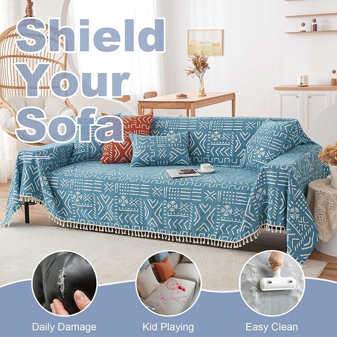 VClife Boho Couch Cover for 3 Cushion Couch Sofa Durable Soft Chenille Sofa - Image 3