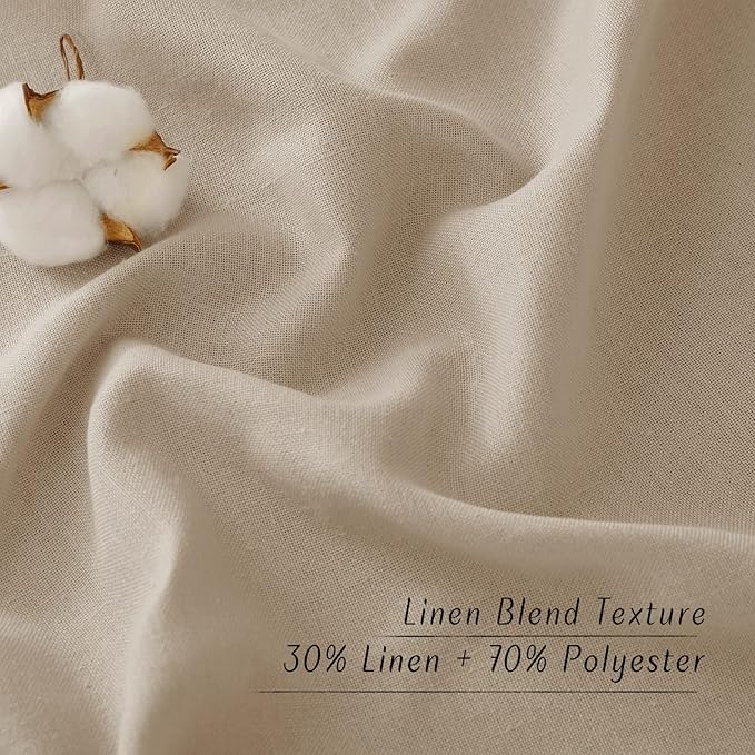 NICETOWN Flax Linen Blend Taupe Window Curtains, Grommet Vertical Drapes - Image 4