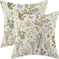 AEIOAE Spring Pillow Covers 22x22 Inch Set of 2, Sage Green Wild Flower Plant by AEIOAE