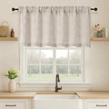 OVZME Valance for Windows, Light Filtering Faux Linen Textured Small Cafe by OVZME