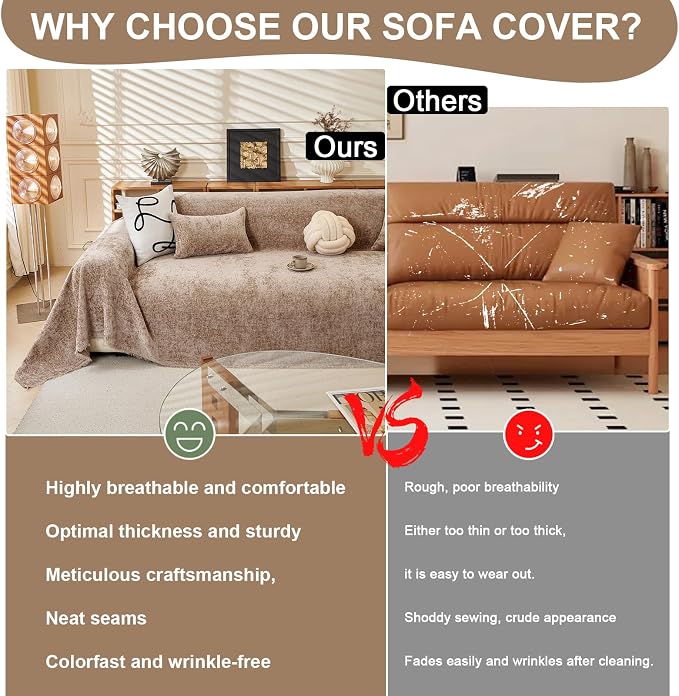 ROOMLIFE Boho Khaki Couch Cover - Image 3