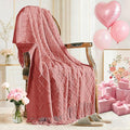inhand Coral Pink Knitted Throw Blanket by inhand