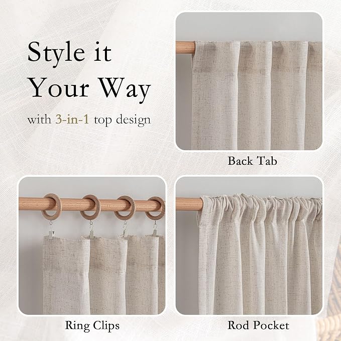 MYSKY HOME Natural Linen Curtains - Image 4