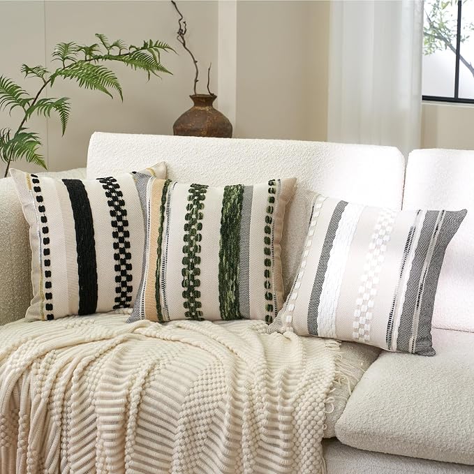 Aeckself Boho Throw Pillow Covers 18x18 Inch Set of 2, Farmhouse Decorative - Image 4