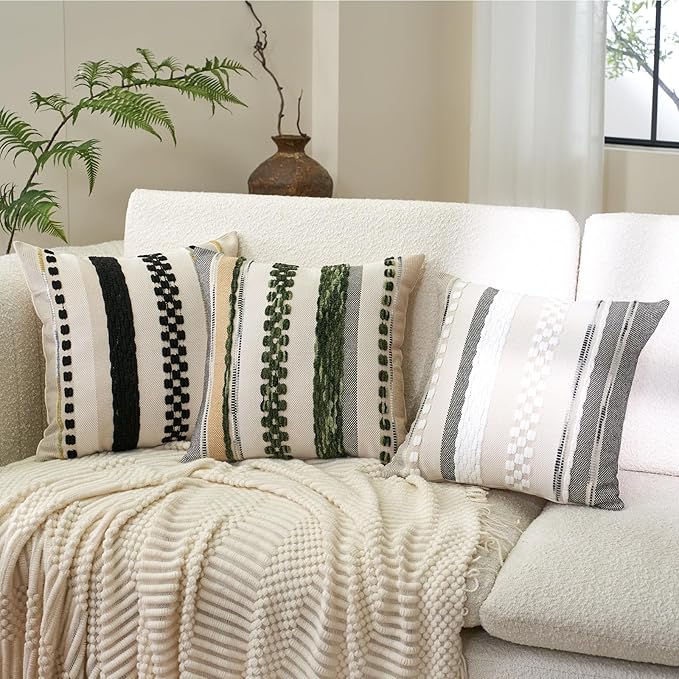 Aeckself Boho Throw Pillow Covers 18x18 Inch Set of 2, Farmhouse Decorative - Image 5