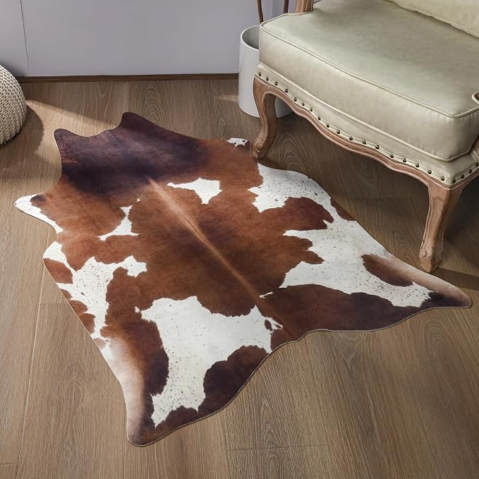 Easycozy Faux Cowhide Cow Print Rug: 3 x 4 Western Decor Faux Cowhide, - Image 2