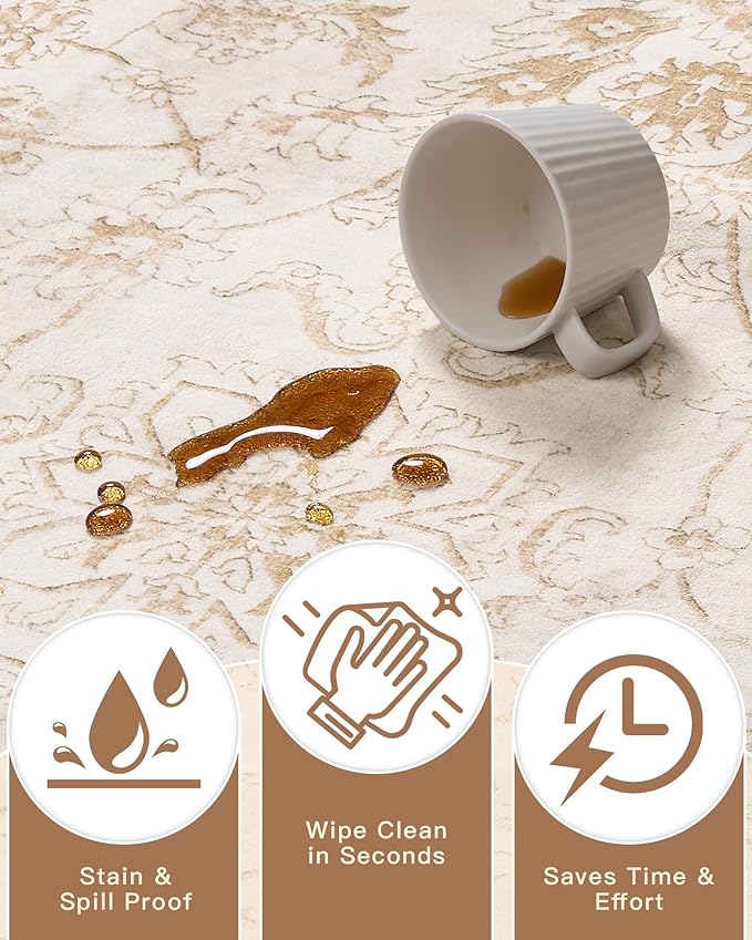 Madane 8x10 Area Rugs for Living Room, Machine Washable Vintage Rug - Image 6