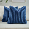 FUTEI Navy Blue Decorative Throw Pillow Covers Set of 2, 22x22 Inch Soft Fluffy by FUTEI