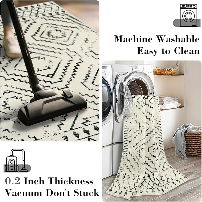 Wonnitar Moroccan Runner Rug, Washable 2'6"x8' Kitchen Runner Rug, Geometric - Image 4