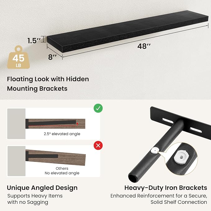 Fun Memories Floating Shelves for Wall, Rustic Wood Wall Mounted Shelves for - Image 3