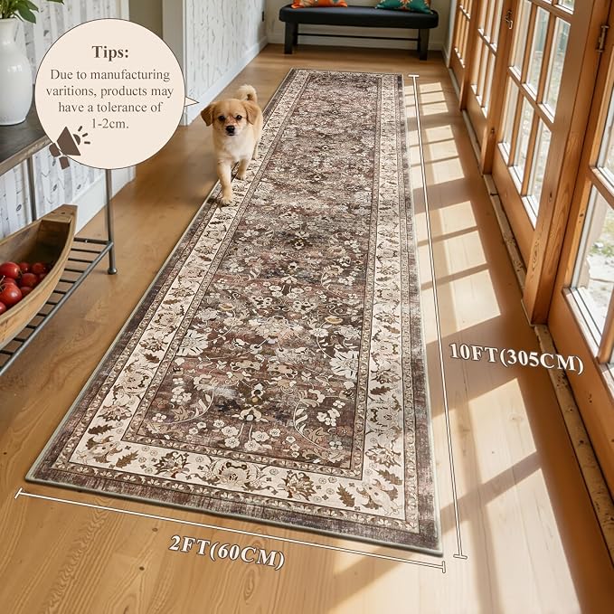 LOKHOM Washable Runner Rug, 2x10 Non-Slip Vintage Farmhouse Hallway Runner Rug - Image 2