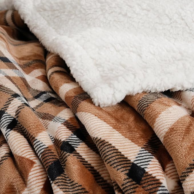 PU MEI Sherpa Fleece Throw Blanket 80" x 90" Reversible Plush Fluffy Large Big - Image 5