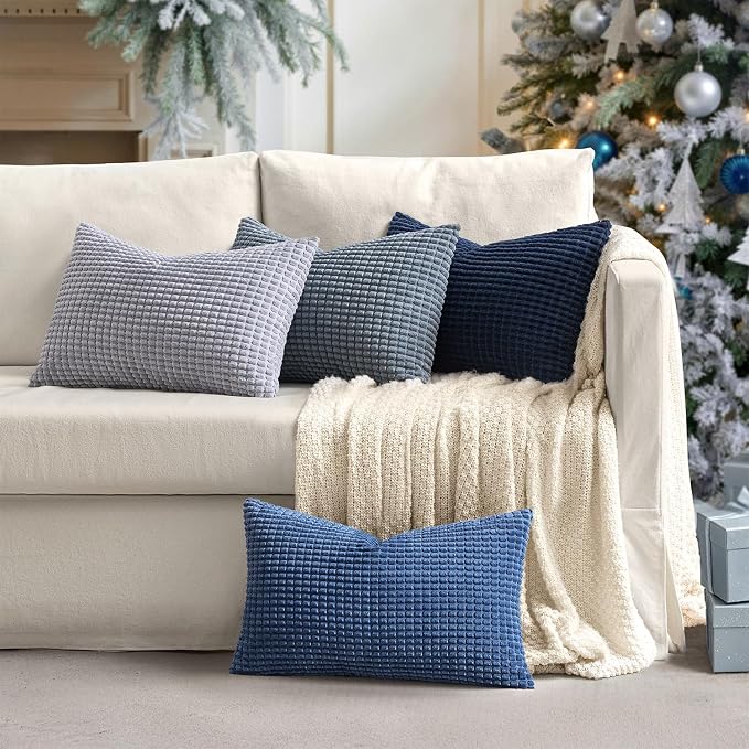 MIULEE Blue Decorative Lumbar Pillow Covers 12x20 Inch Set of 4 Boho Western - Image 8