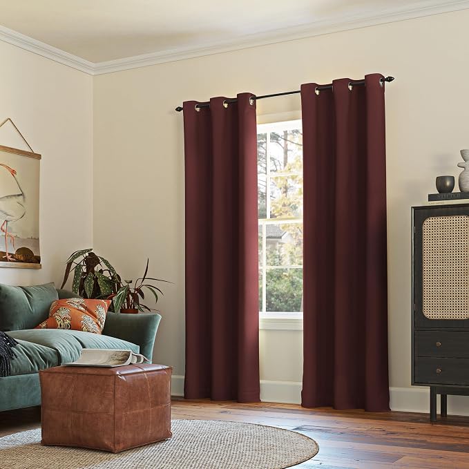 Sun Zero Easton Energy Saving Blackout Grommet Curtain Panel, Wine Red - Image 6