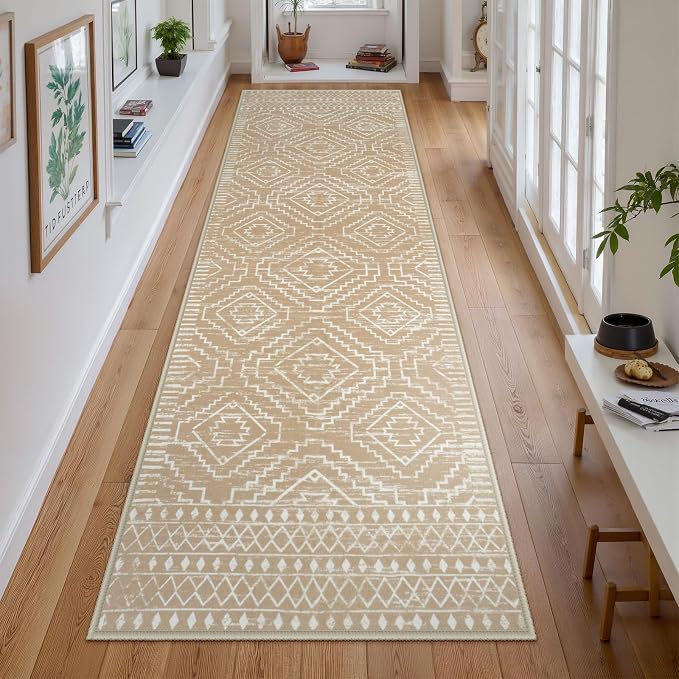 Wonnitar Moroccan Washable Kitchen Runner Rug 2'6"x8', Non-Slip Boho Rug Runners - Image 2