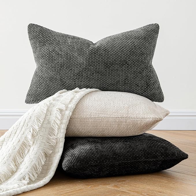 MIULEE Pack of 2 Lumbar Couch Throw Pillow Covers 20x12 Inch Neutral Beige - Image 5