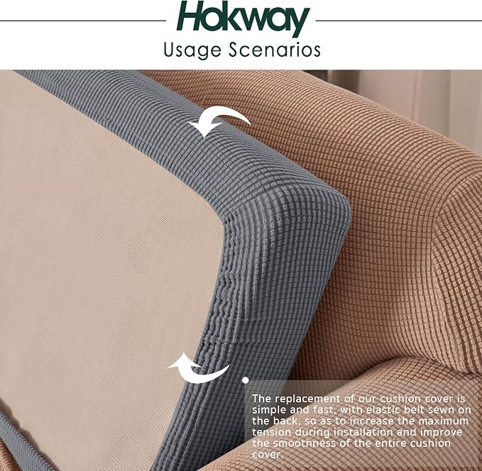 Hokway Stretch Individual Couch Cushion Covers, Washable Sofa Seat Slipcovers - Image 5