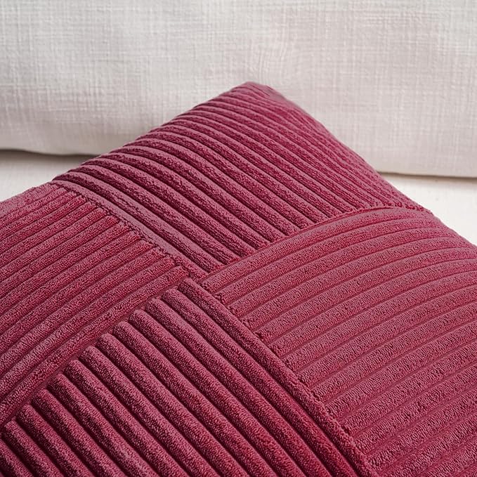 Fancy Homi 2 Packs Burgundy Lumbar Decorative Throw Pillow Covers 14x24 Inch - Image 3