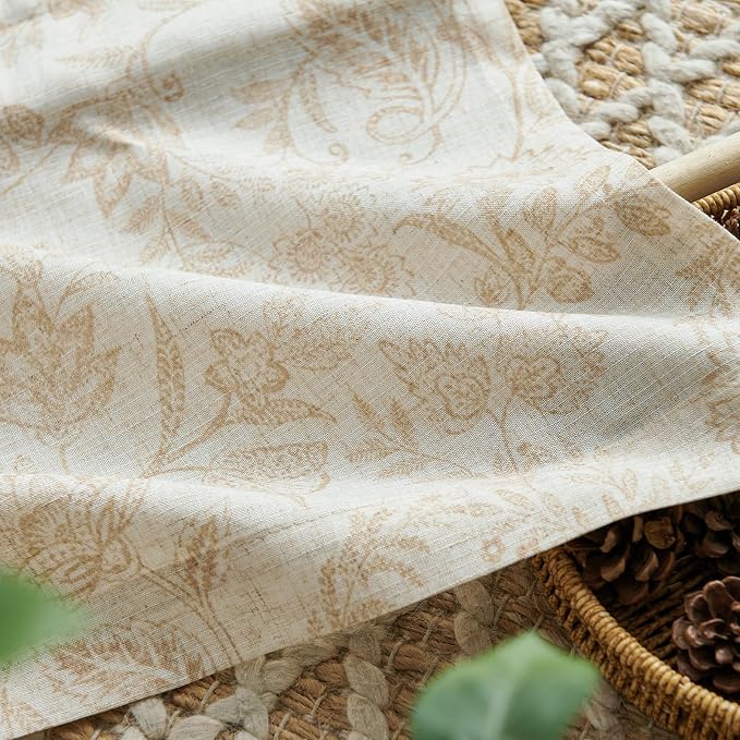 jinchan Linen Valance Curtain Farmhouse Floral Printed Small Window Curtain - Image 8