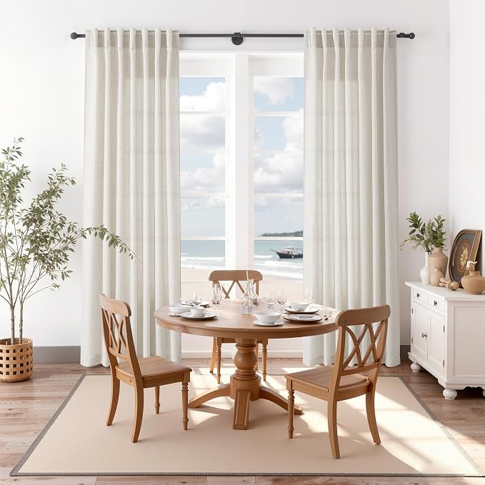 Nanspring Pearl White Linen Curtains 96 Inches Long - Image 8