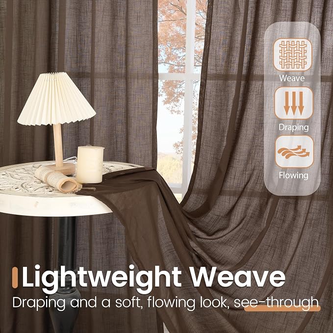 BGment Brown Linen Curtains 72 Inches Long - Image 4