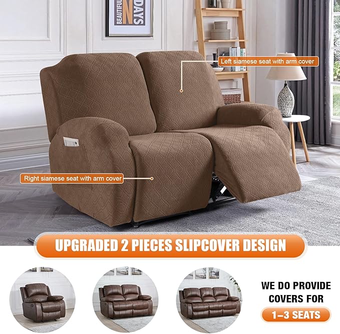 VANSOFY Recliner Cover, 2-Pieces Stretch Reclining Couch Cover - Image 4