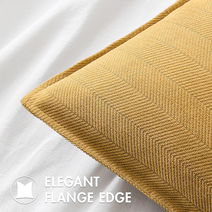 MIULEE Pack of 2 Gold Decorative Pillow Covers 20x20 Inch Soft Chenille - Image 2