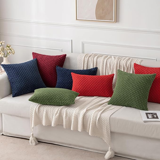 MIULEE Pack of 2 Decorative Throw Pillow Covers 20x20 Inch Soft Boho Striped - Image 5