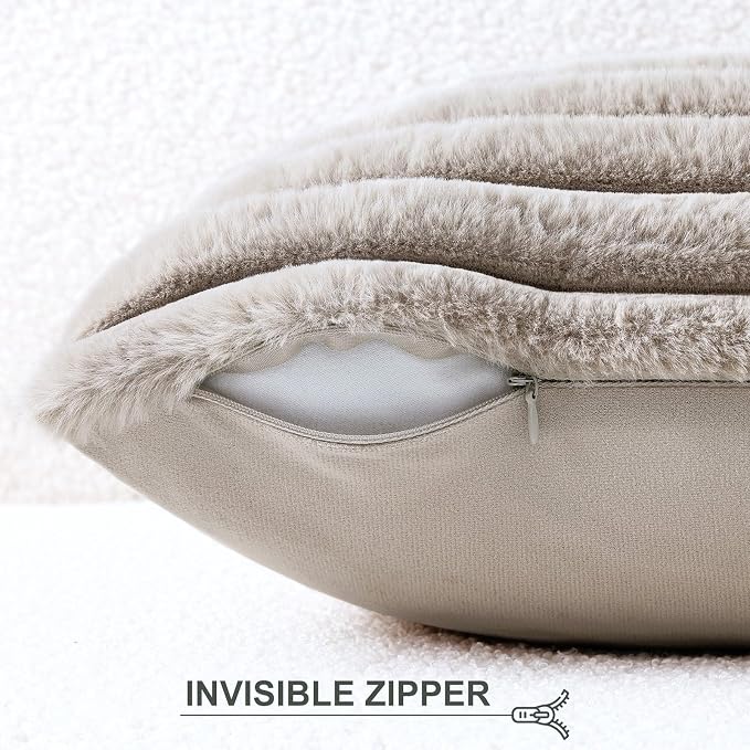 Pallene Faux Fur Plush Throw Pillow Covers 26x26 Set of 2, Luxury Soft Fluffy - Image 3