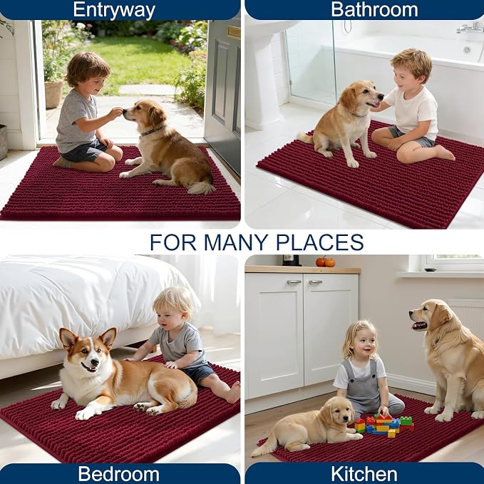 OLANLY Dog Door Mat for Muddy Paws 44x24, Ultra Absorbent Chenille Mud Doormat - Image 8