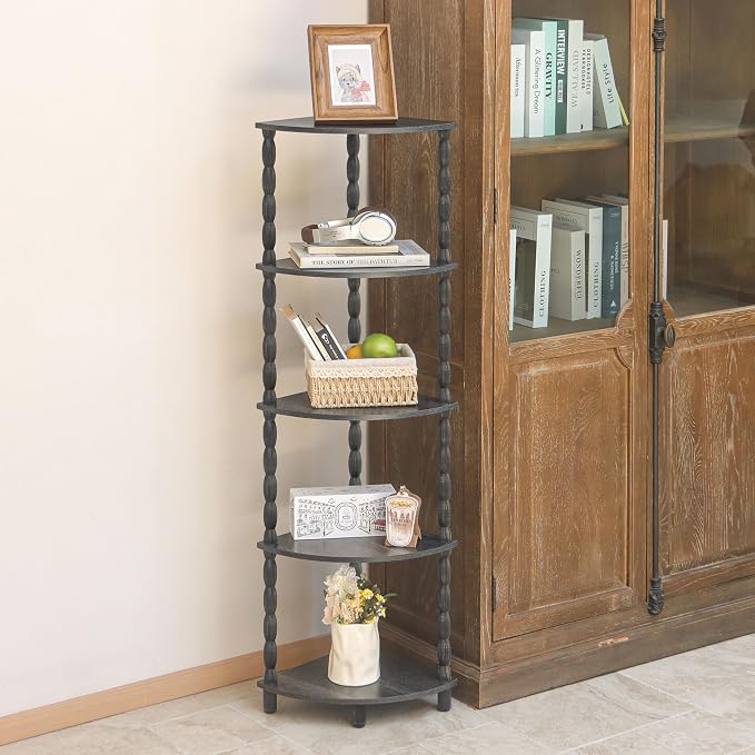 MaxSmeo Corner Shelf, 5-Tier Corner Bookshelf, Stylish Corner Storage Display - Image 4