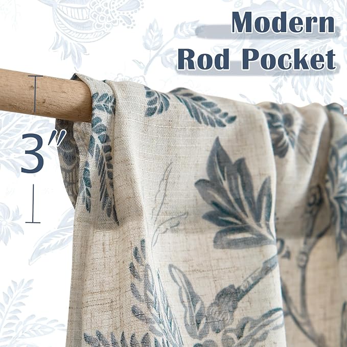 jinchan Linen Floral Tie up Shade Valance Curtains - Image 6