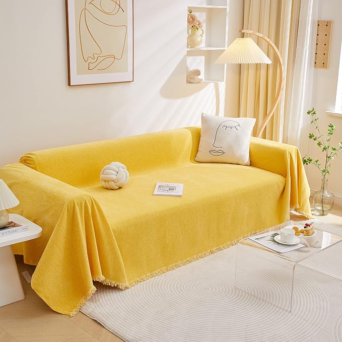 MEETSKY Yellow Couch Cover Oversized Chair Sofa Cover Single Chenille Couch by MEETSKY