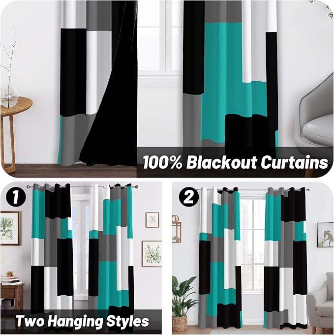 Tyrot Teal/Turquoise 100% Blackout Curtains - Image 2